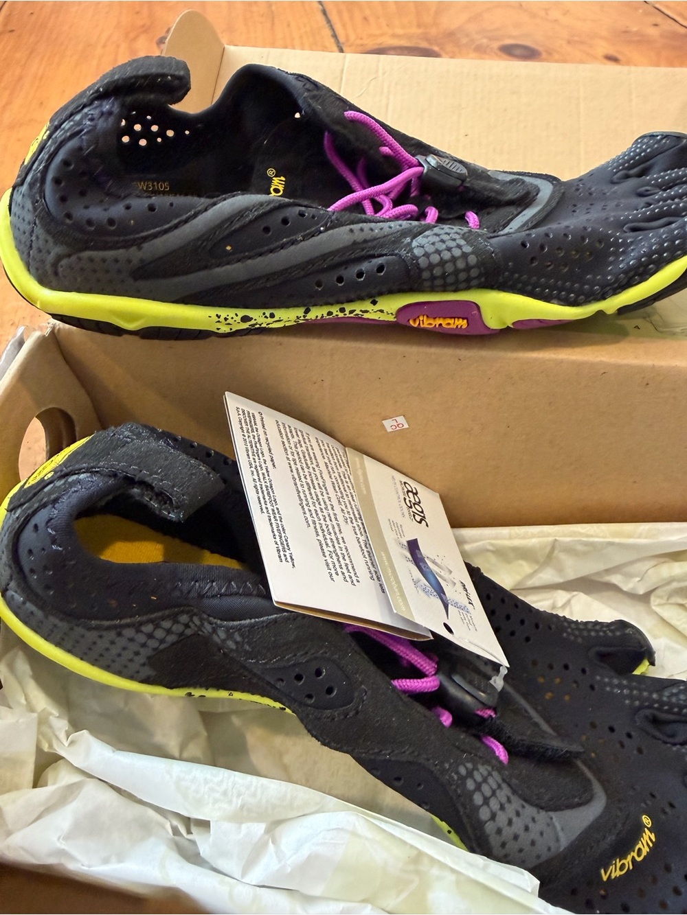 Vibram Women’s Black Athletic FiveFingers with Neon Yellow Sole and Pink Laces